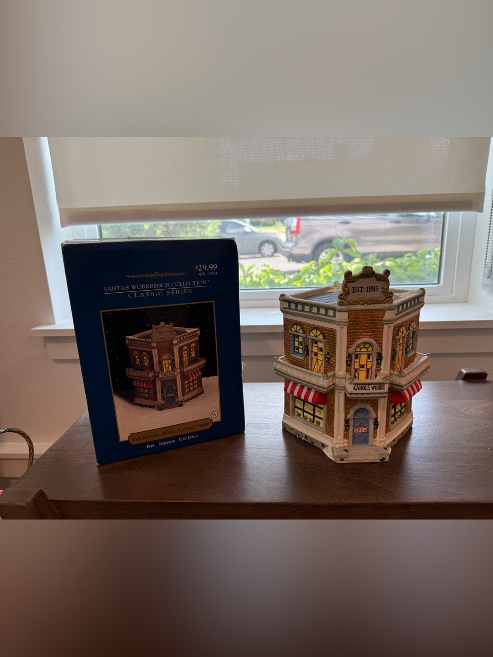 Classic Santa's Workbench Candle Works Building - Cream and Red